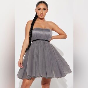 Fashion Nova Strapless Gray Dress